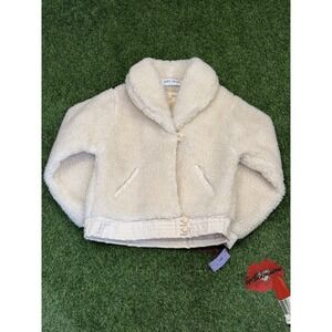 Vintage‎ 80s Andy Johns Jacket Women Size 9 White Faux Sherpa Coat Fuzzy Cozy